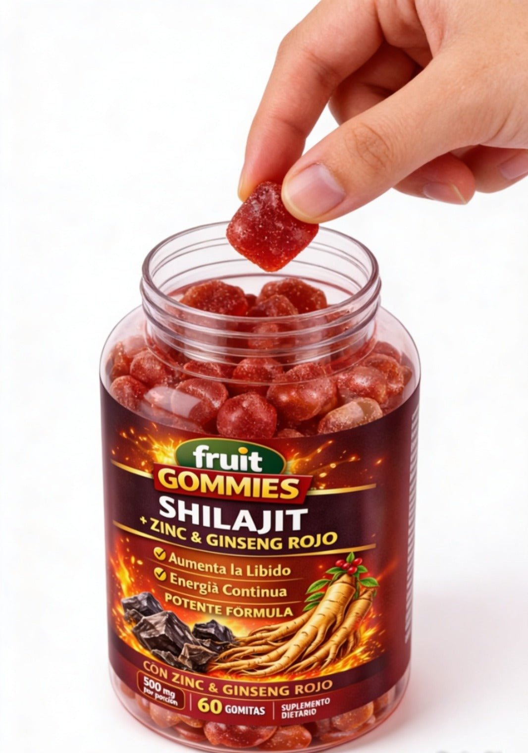 Pila Andina Gomitas Shilajit + Zinc + Ginseng Rojo